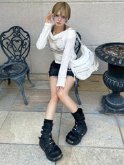 【Never mind the XU】clear stone studs necklace / 【ネバーマインドザエックスユー】クリアストーンスタッズネックレス