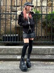 【Never mind the XU】damage denim skirt / 【ネバーマインドザエックスユー】ダメージデニムスカート (2color)