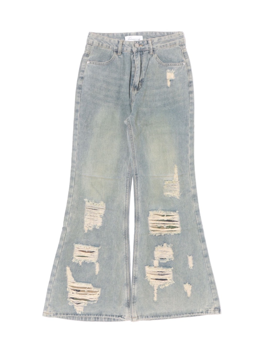 【Never mind the XU】damage flare denim pants / 【ネバーマインドザエックスユー】ダメージフレアデニムパンツ