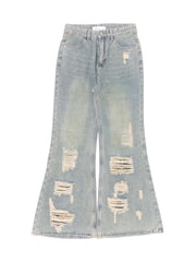 【Never mind the XU】damage flare denim pants / 【ネバーマインドザエックスユー】ダメージフレアデニムパンツ