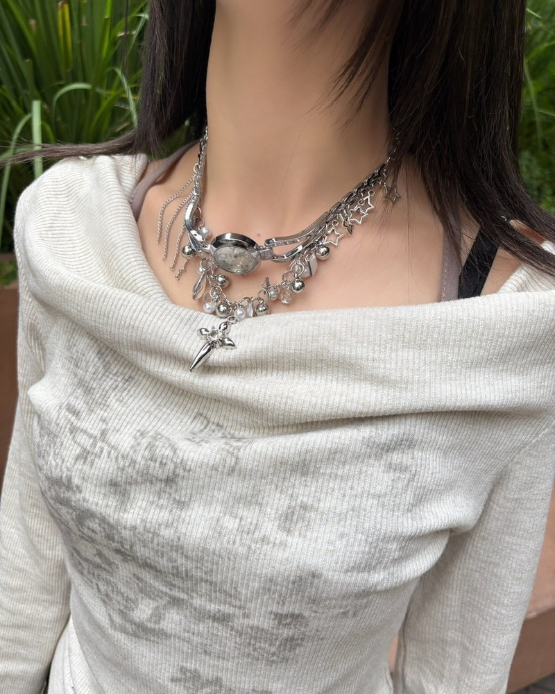 【Never mind the XU】watch design choker / 【ネバーマインドザエックスユー】ウォッチデザインチョーカー