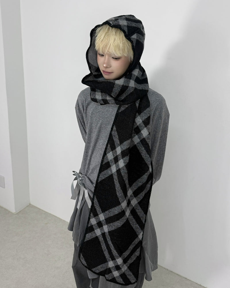 国際配送【Nerd out XU】knit hood muffler / 【ナードアウトエックスユー】ニットフードマフラー (2color)