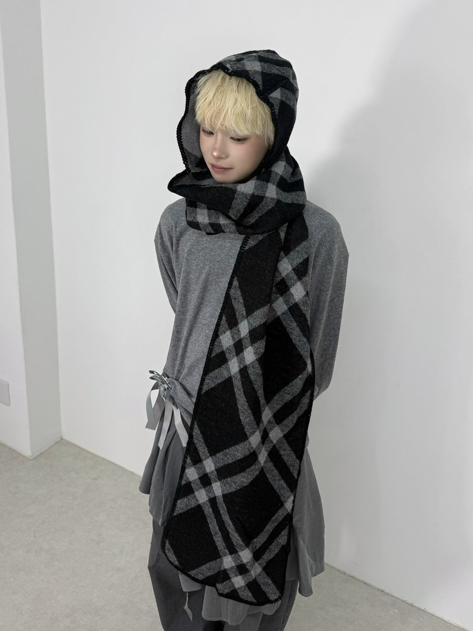 国際配送【Nerd out XU】knit hood muffler / 【ナードアウトエックスユー】ニットフードマフラー (2color)