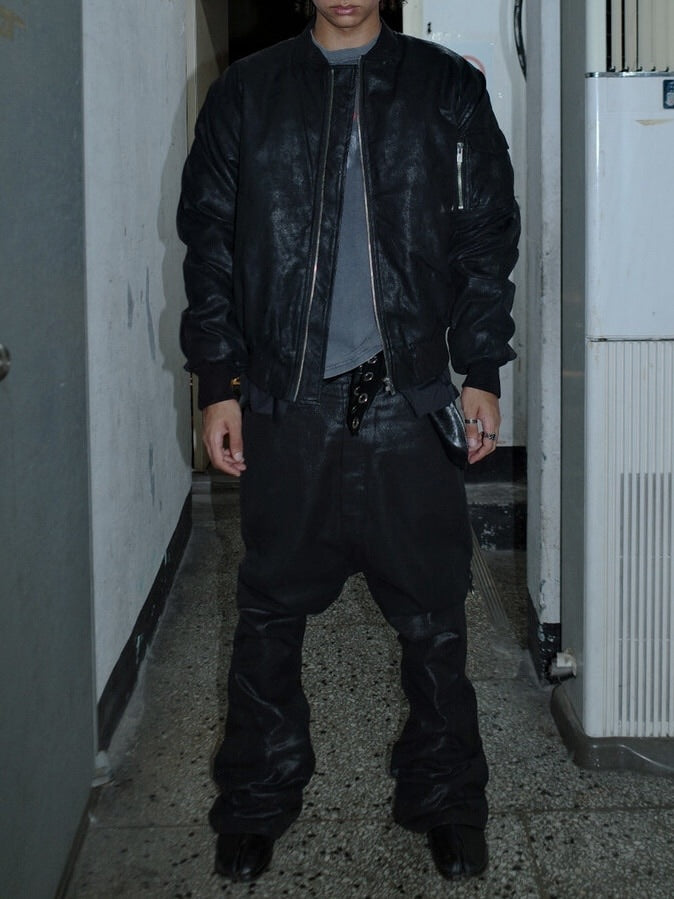 【BEBOF】Cracked fake leather jacket / 【ビーボフ】クラックフェイクレザージャケット