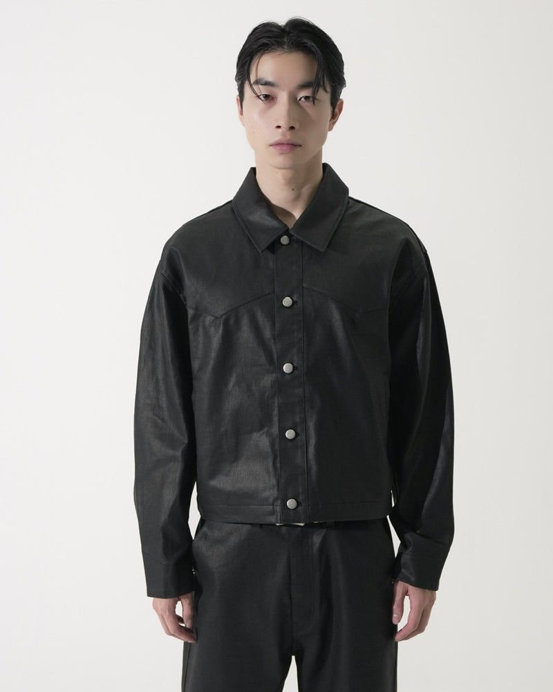 【CS】coated denim jacket(black)