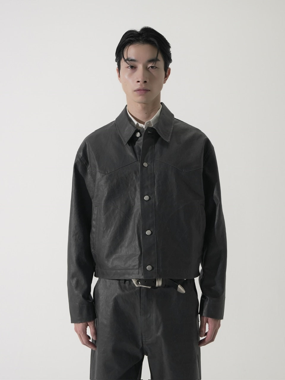 【CS】coated denim jacket(dark gray)