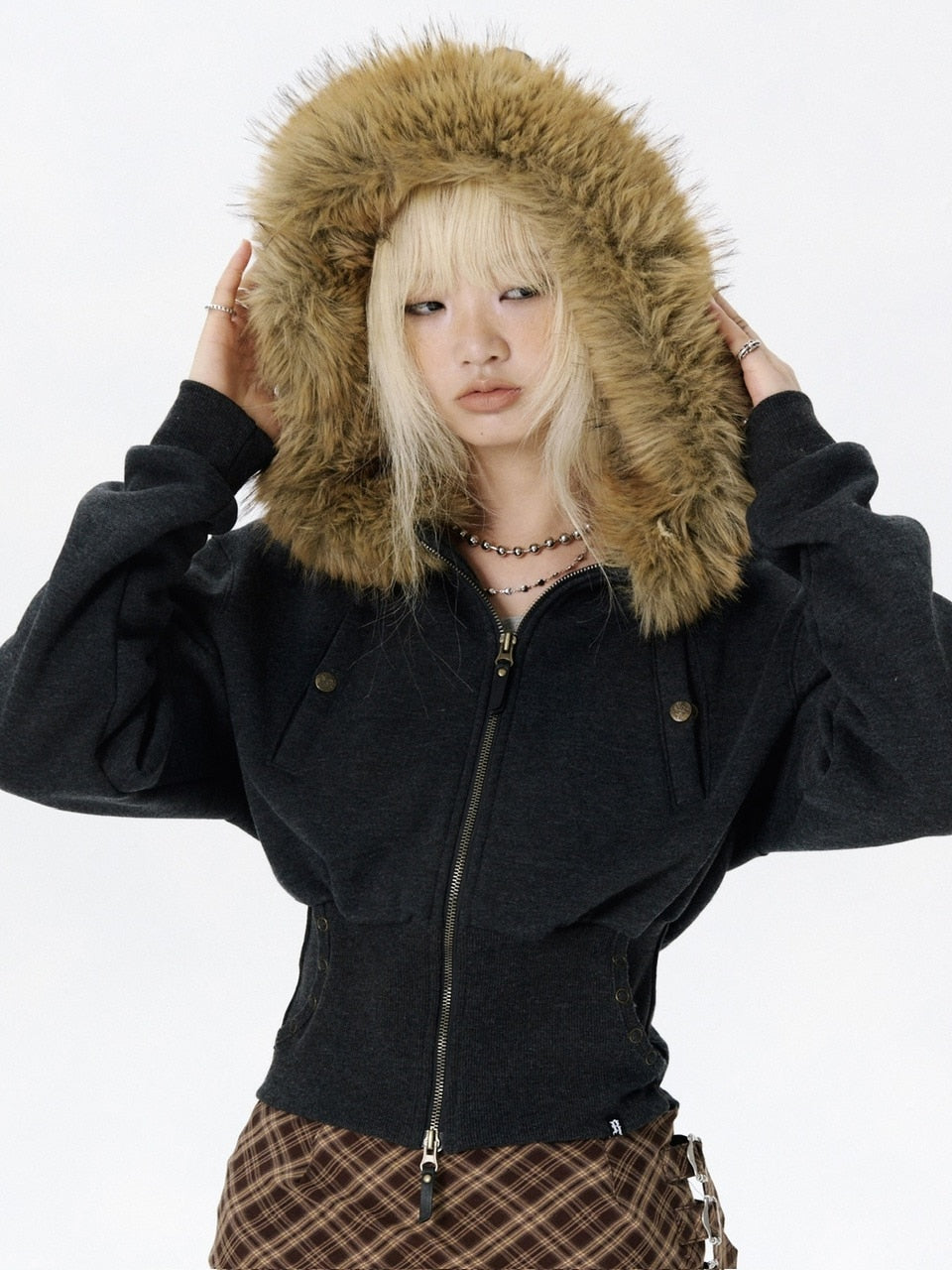 【runningHIGH】FUR ZIP UP HOODIE / 【ランニングハイ】ファージップアップパーカー
