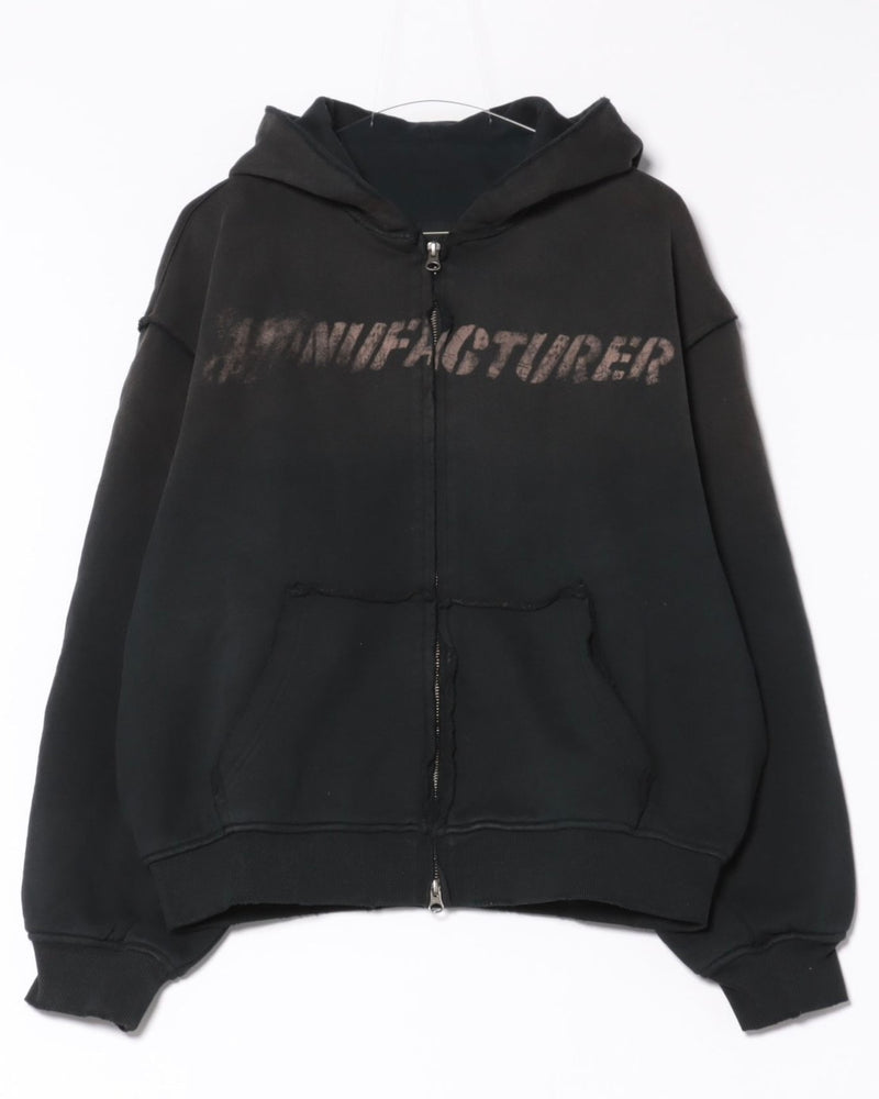 【Never mind the XU】damage oversized zip up hoodie / 【ネバーマインドザエックスユー】ダメージオーバーサイズジップアップパーカー