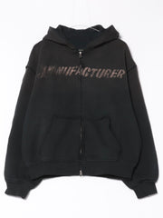 【Never mind the XU】damage oversized zip up hoodie / 【ネバーマインドザエックスユー】ダメージオーバーサイズジップアップパーカー