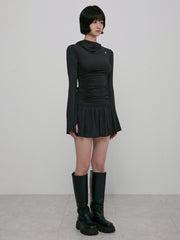 【FLAREUP】Hooded High Neck Long Dress / 【フレアアップ】フードハイネックロングドレス