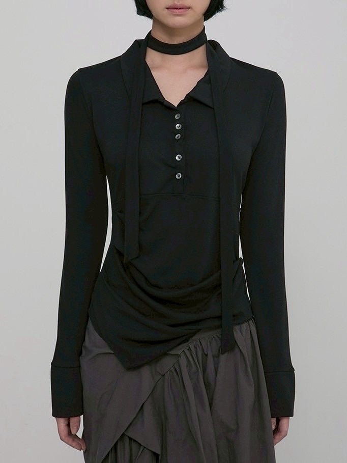 【FLAREUP】Asymmetrical Draped Shirt / 【フレアアップ】アシンメトリードレープシャツ