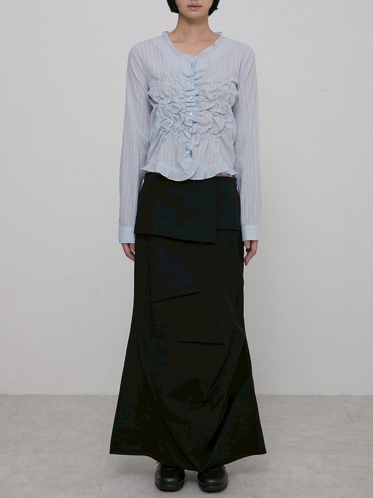 【FLAREUP】Saya Frill Puff Long Blouse / 【フレアアップ】サヤフリルパフロングシャツ