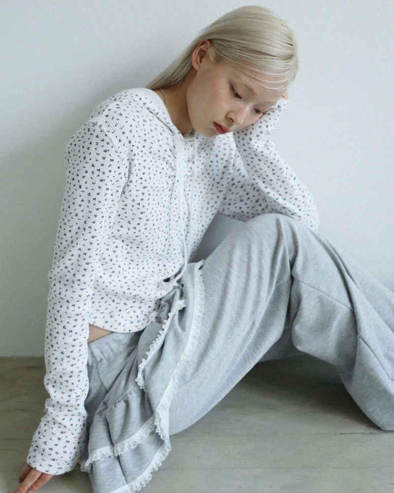 12/21 20:00 再販【Uglyshadow】FLOWER WAFFLE HOODIE