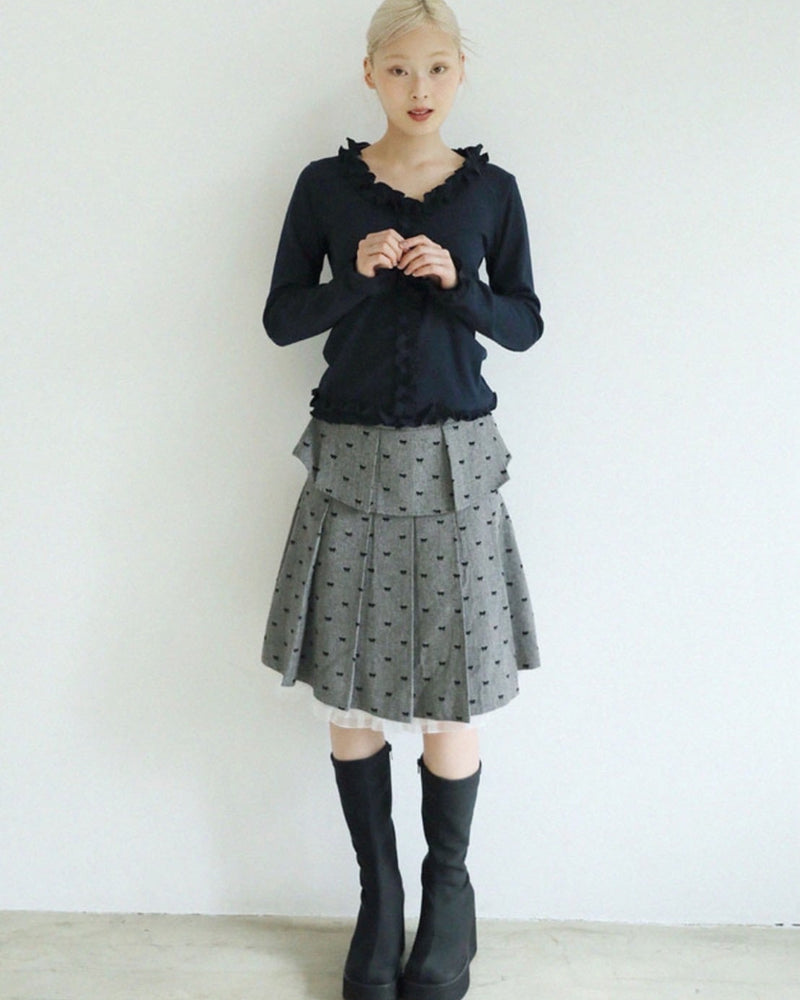 12/21 20:00 再販【Uglyshadow】RIBBON MIDI SKIRT