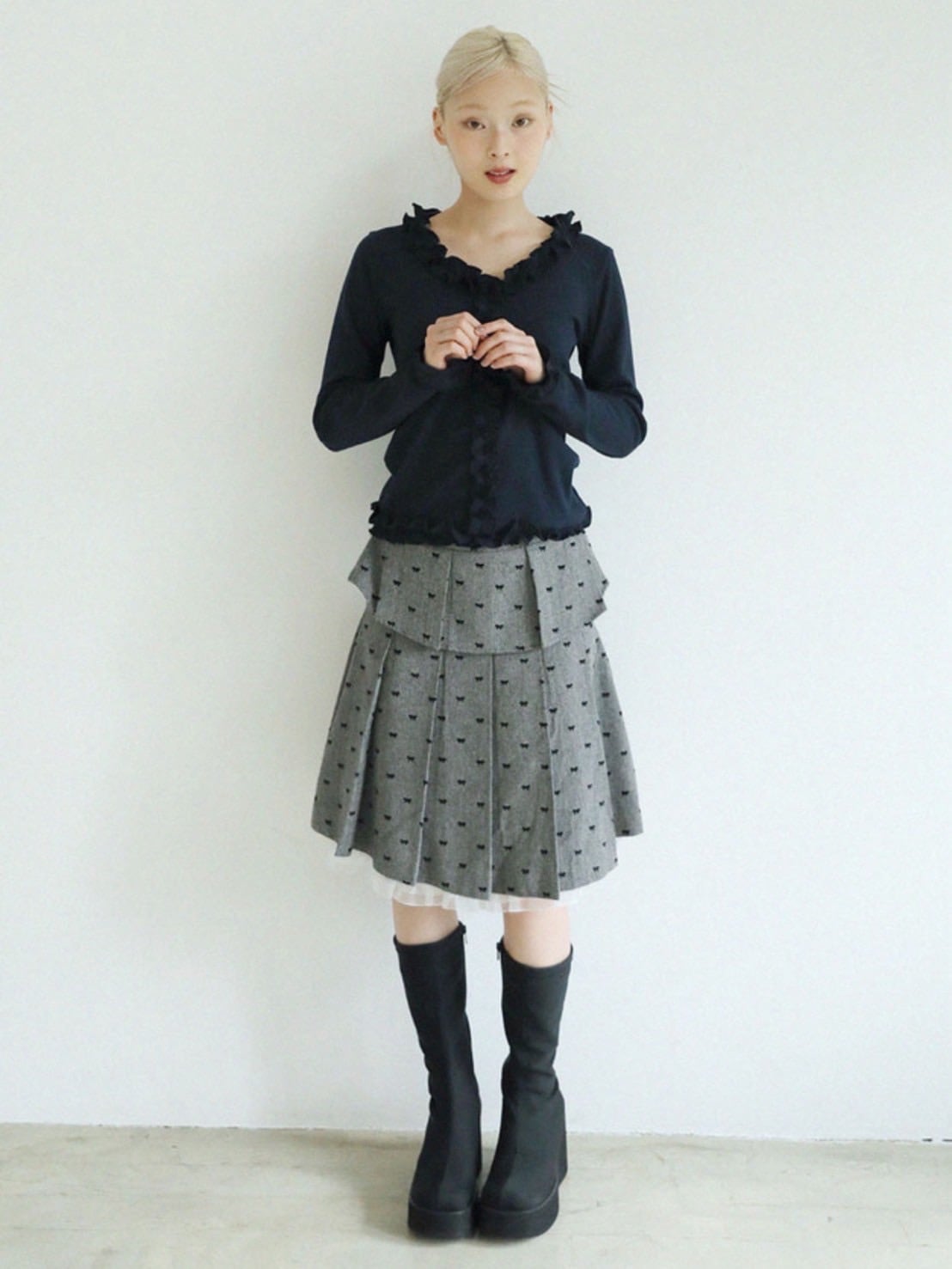 12/21 20:00 再販【Uglyshadow】RIBBON MIDI SKIRT
