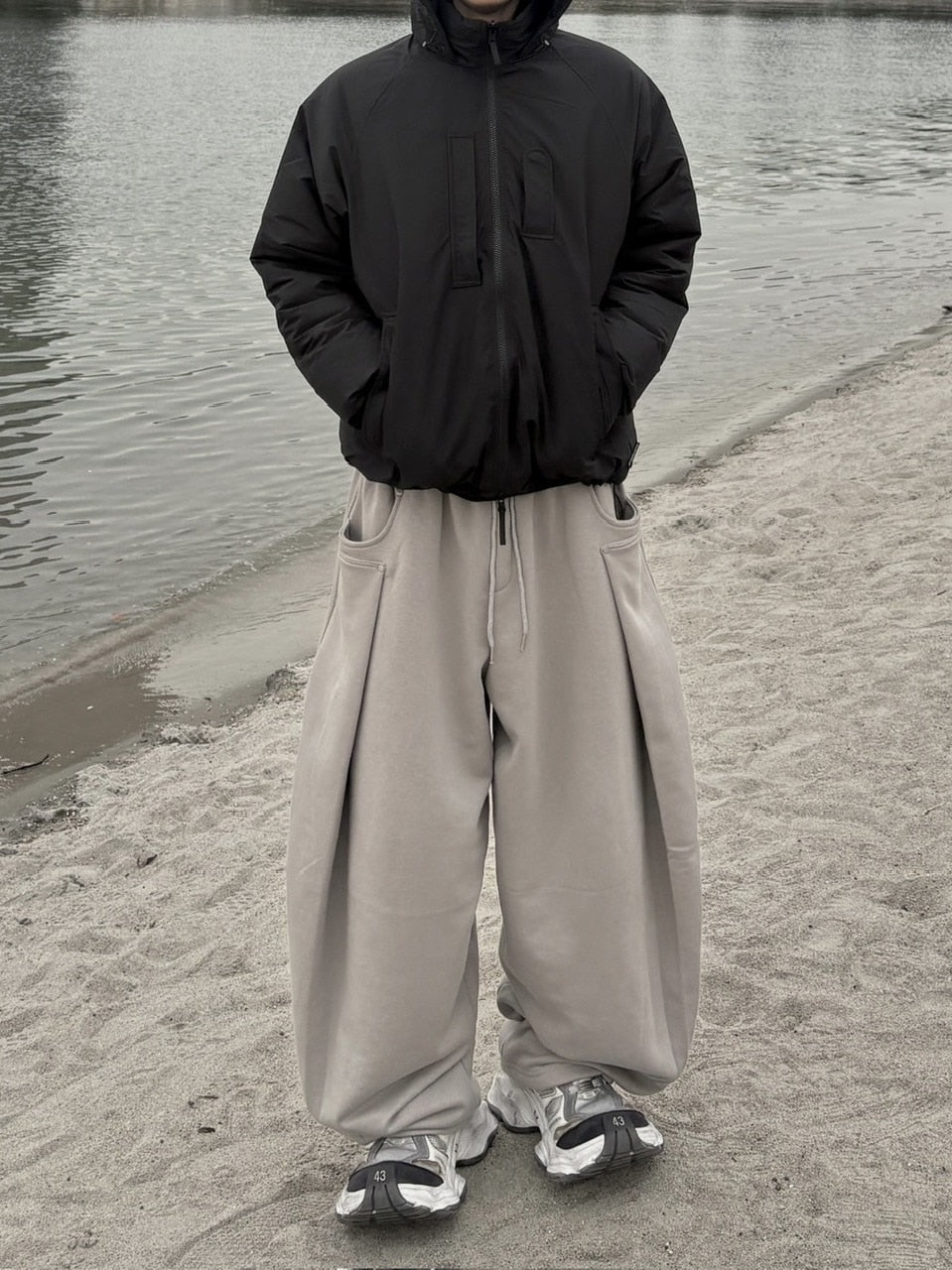 受注制【youll】rivet tuck wide pants (2color)