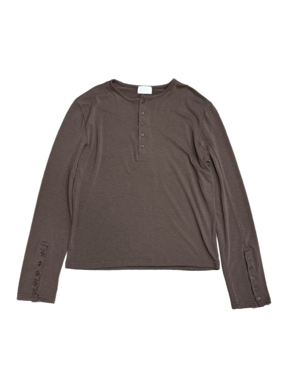 受注制【Chikashitsu +】sleeve button henry neck long sleeve tee / 【チカシツプラス】スリーブボタンヘンリーネック長袖Tシャツ (3color)