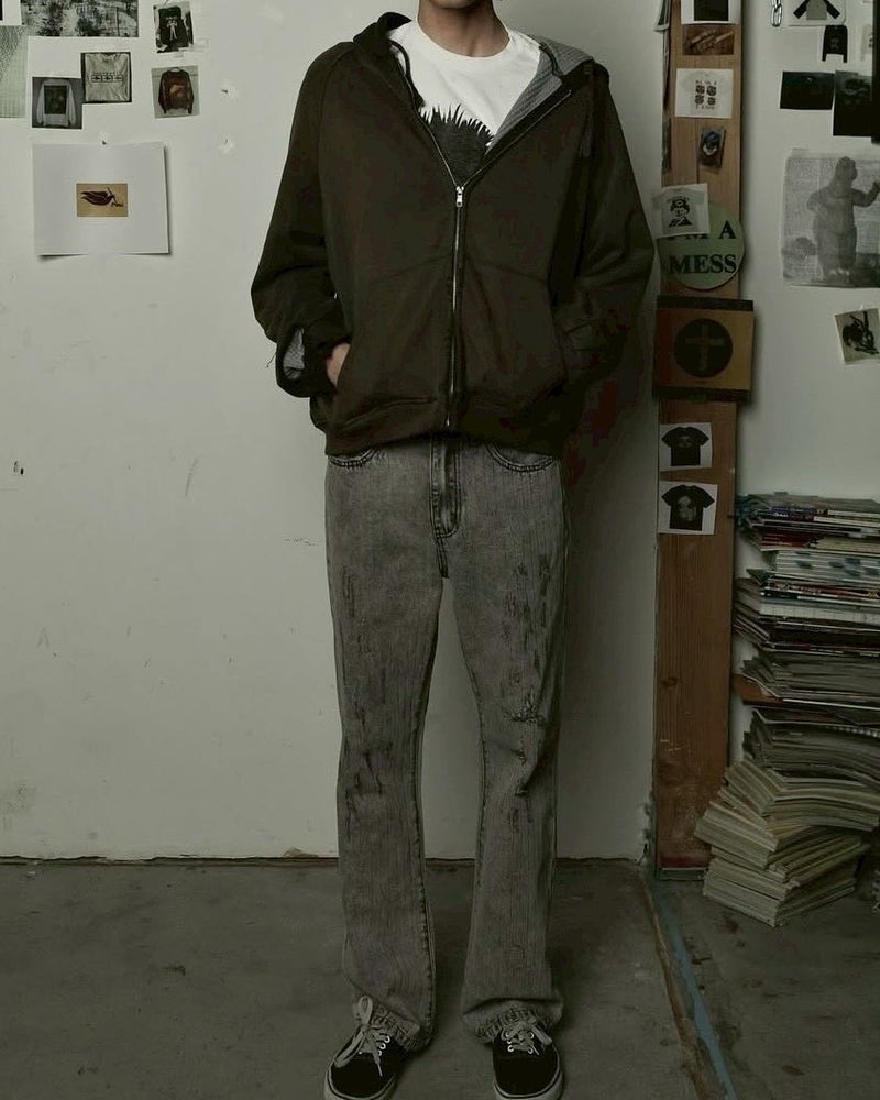 【BASKETCASE】HENCH, thermal lined zip-up hoodie /【バスケットケース】ブラーサーマルジップパーカー