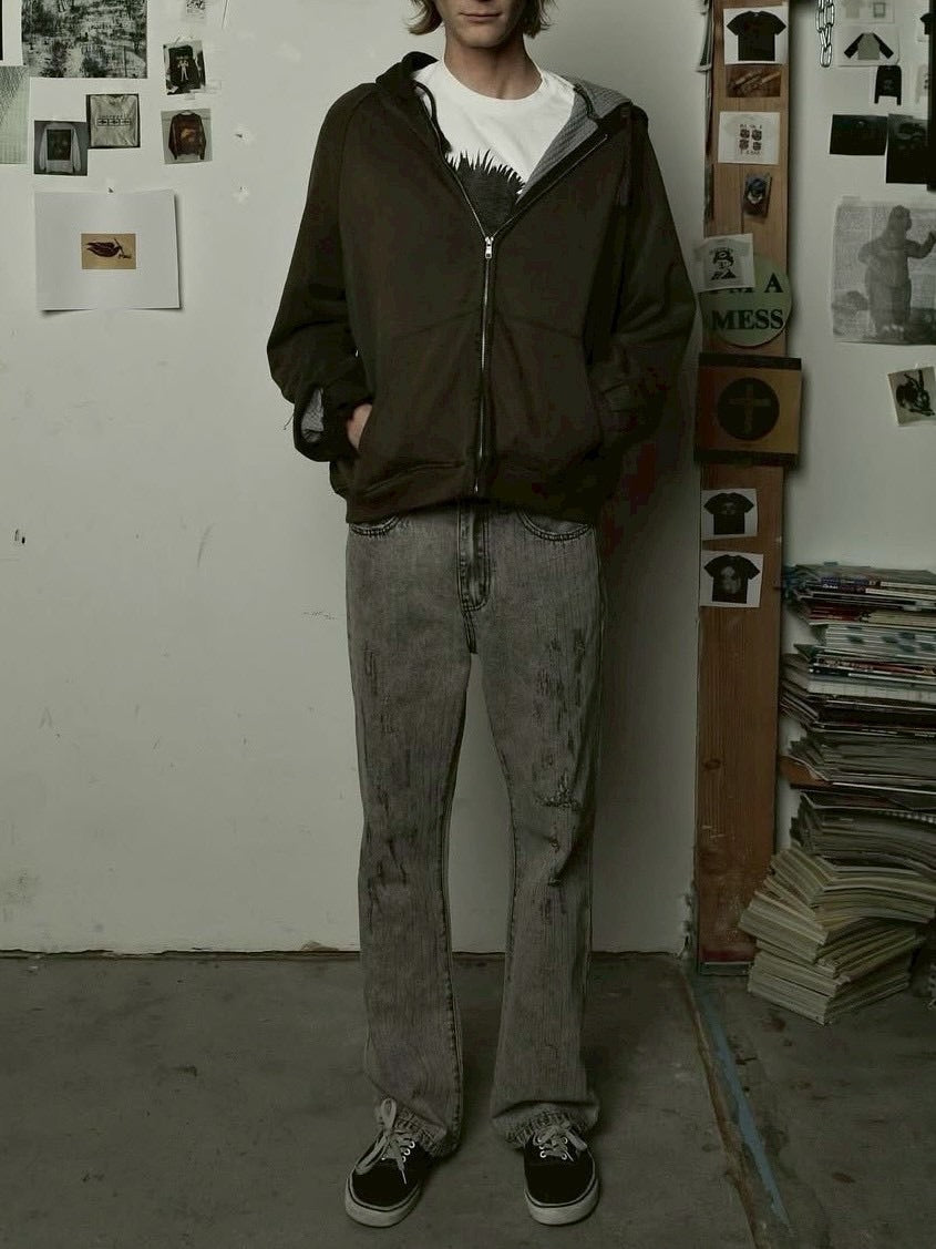 【BASKETCASE】HENCH, thermal lined zip-up hoodie /【バスケットケース】ブラーサーマルジップパーカー