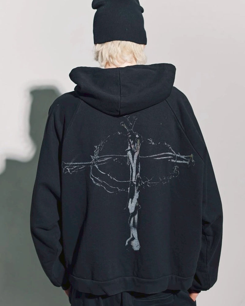 【BASKETCASE】ROADRASH, zip-up hoodie / 【バスケットケース】グラフィックデザインポケットジップップパーカー
