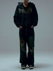 【BASKETCASE】INDUSTRIES, zip-up hoodie / 【バスケットケース】ロゴポケットジップパーカー