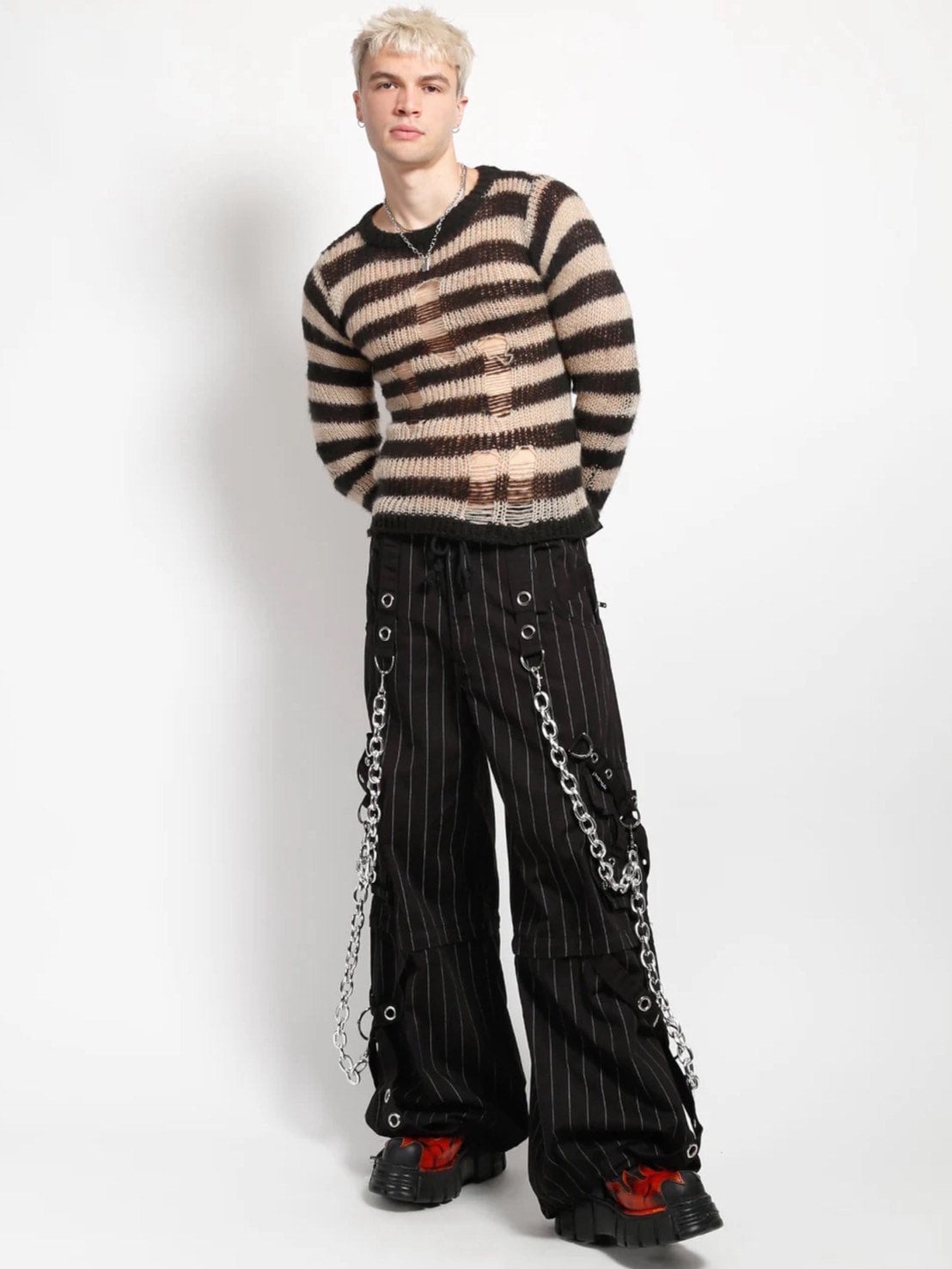 【TRIPP nyc】POWER CHAIN PANT[AF7242MP] / 【トリップ ニューヨーク 】ボンテージチェーンストライプワイドパンツ