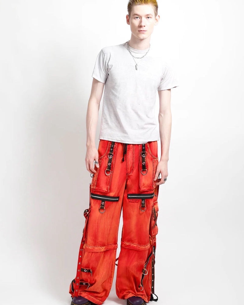 【TRIPP nyc】X-STRAP PANT FIRE WASH[AF7144MB] / 【トリップ ニューヨーク 】ボンテージストラップファイヤーワイドデニムパンツ