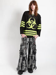 【TRIPP nyc】LOCK UP DENIM PANT[JM7152M] / 【トリップ ニューヨーク 】ボンテージストラップタイダイウォッシュワイドデニムパンツ