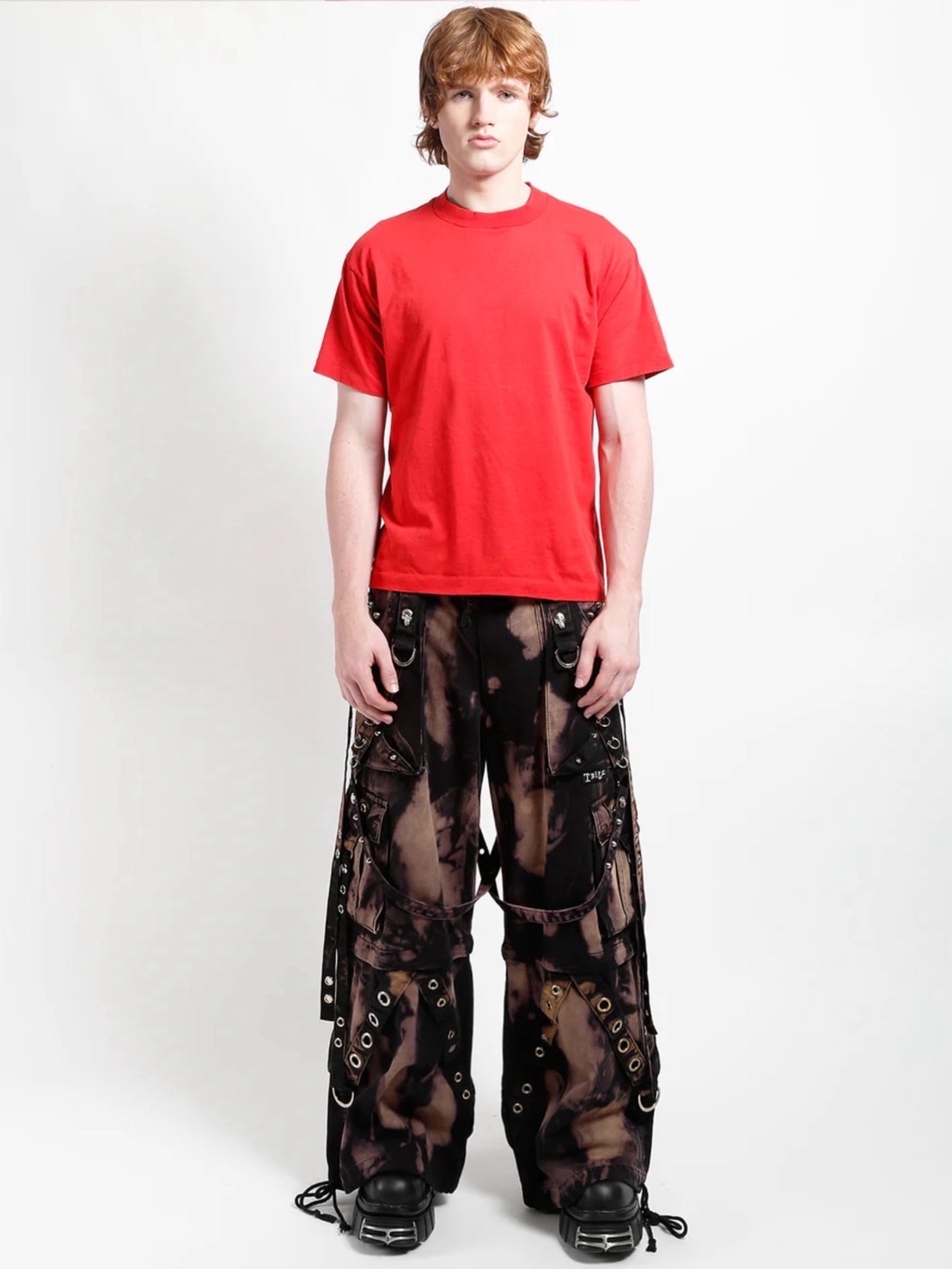 【TRIPP nyc】STORM WASH DENIM PANT[BD7145MB] / 【トリップ ニューヨーク 】ボンテージストラップタイダイウォッシュワイドデニムパンツ