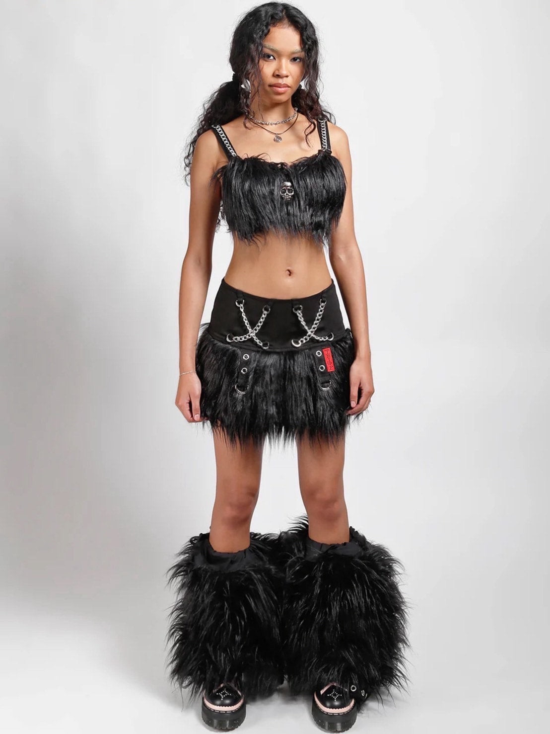 【TRIPP nyc】FUR-TASTICS SKIRT[IO4660] / 【トリップ ニューヨーク 】チェーンストラップファーミニスカート