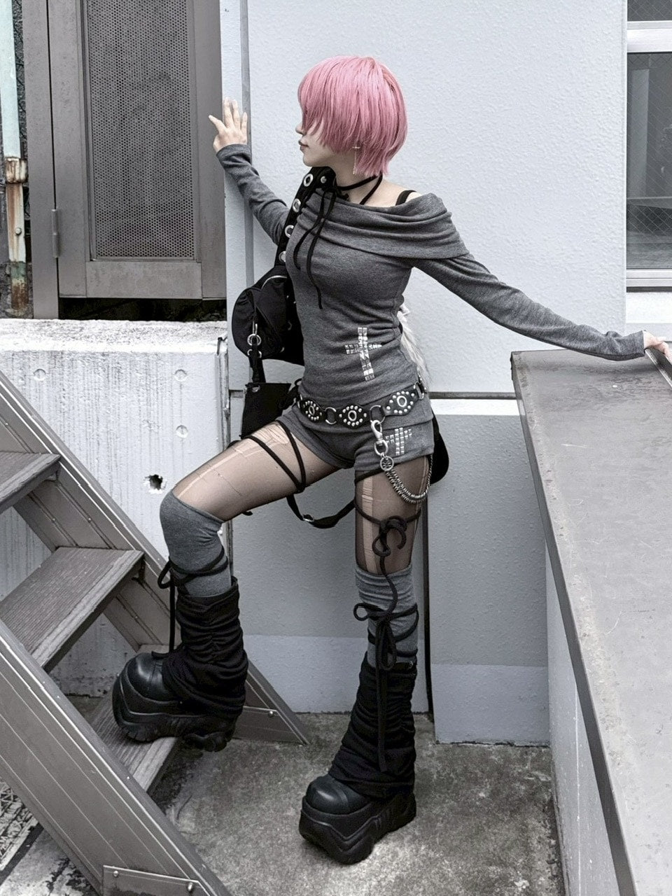 受注制【nmtc +】cross off shoulder long sleeve / 【エヌエムティーシープラス】クロスオフショルダー長袖Tシャツ (3color)