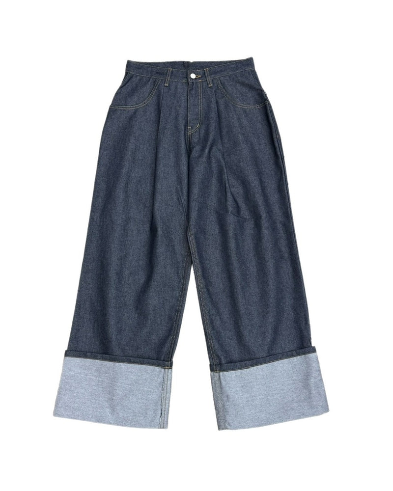 受注制【Chikashitsu +】roll-up balloon denim pants / 【チカシツプラス】ロールアップバルーンデニムパンツ (2color)