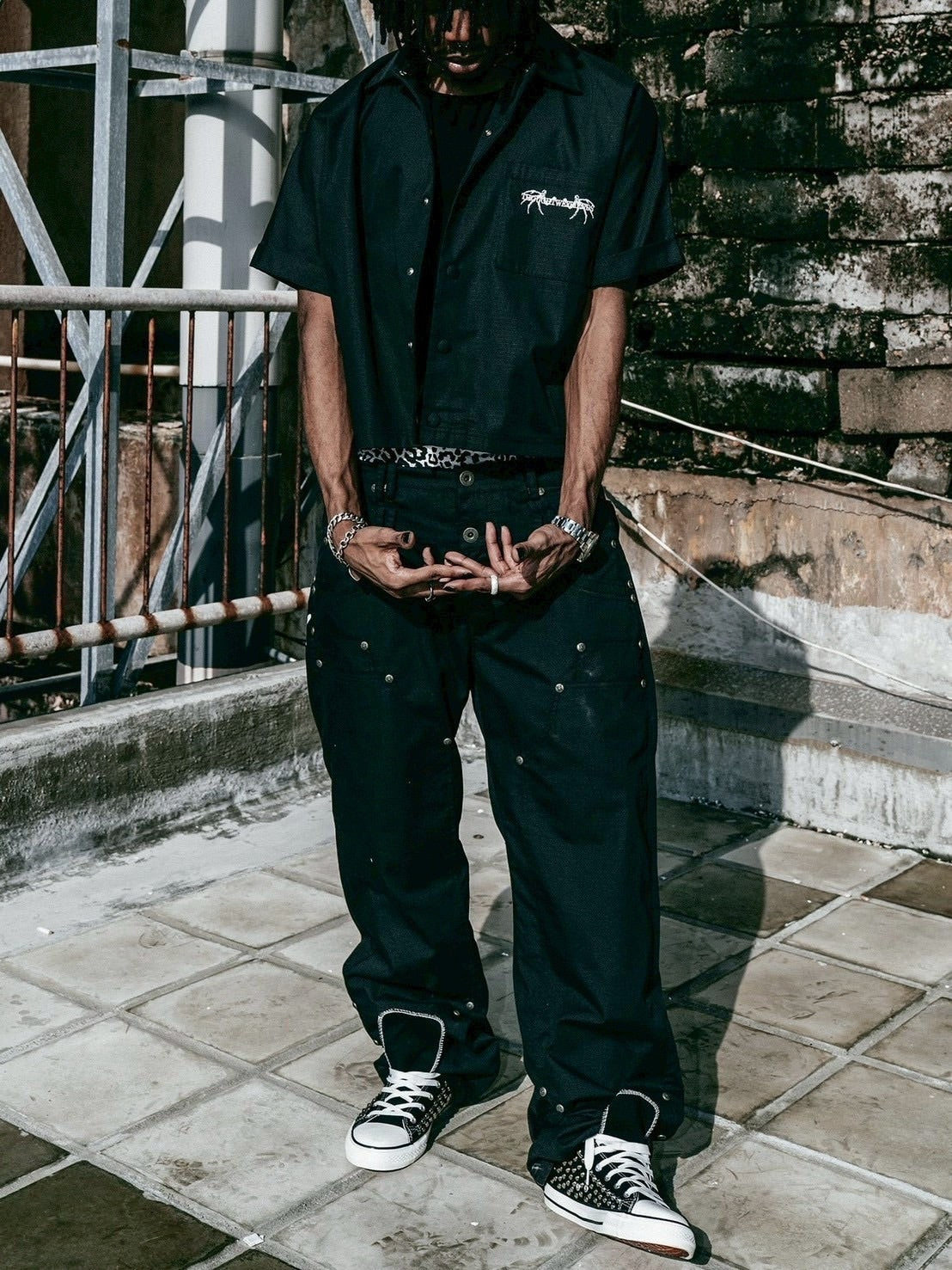 【Thought We Friends】Gideon Baggy Denims with Embroidery & Studs