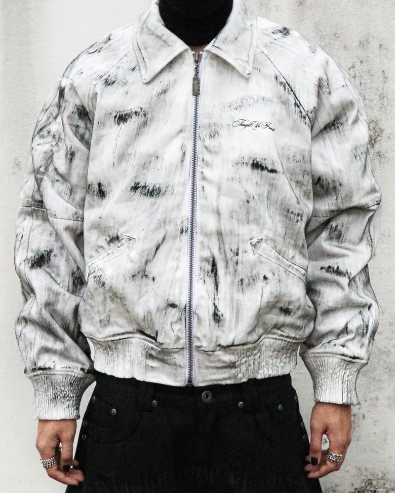 【Thought We Friends】Bane Waxed Denim Varsity Jacket