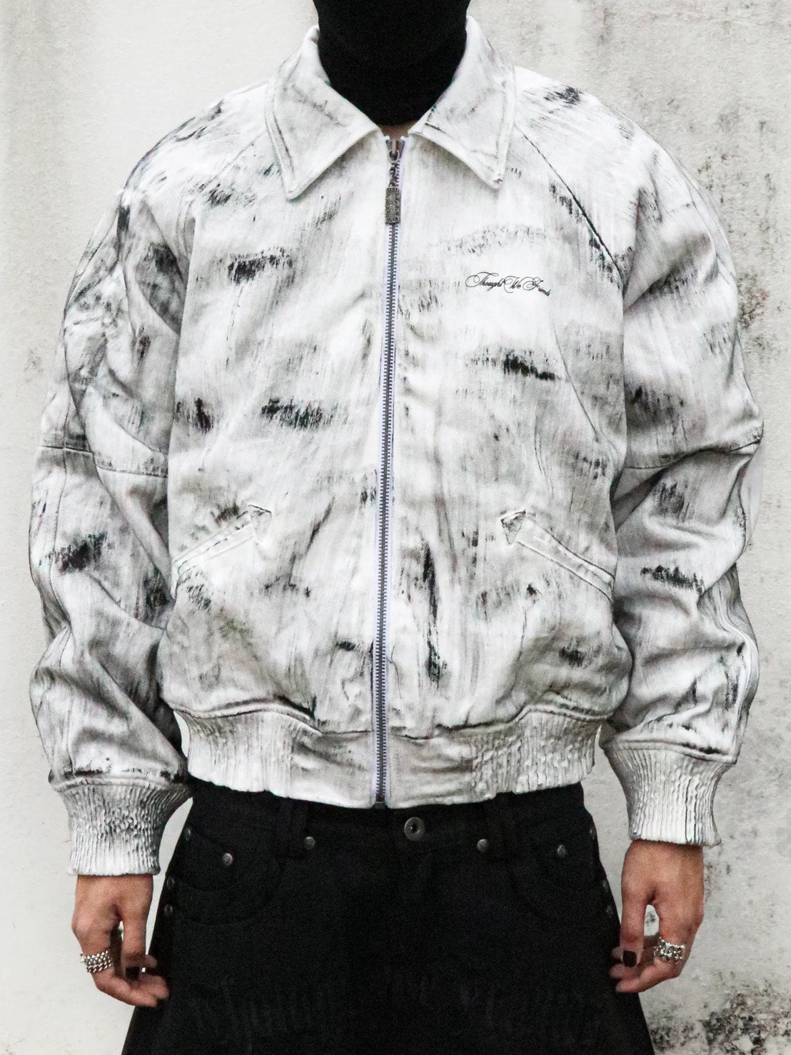 【Thought We Friends】Bane Waxed Denim Varsity Jacket