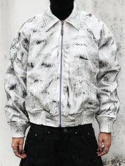 【Thought We Friends】Bane Waxed Denim Varsity Jacket