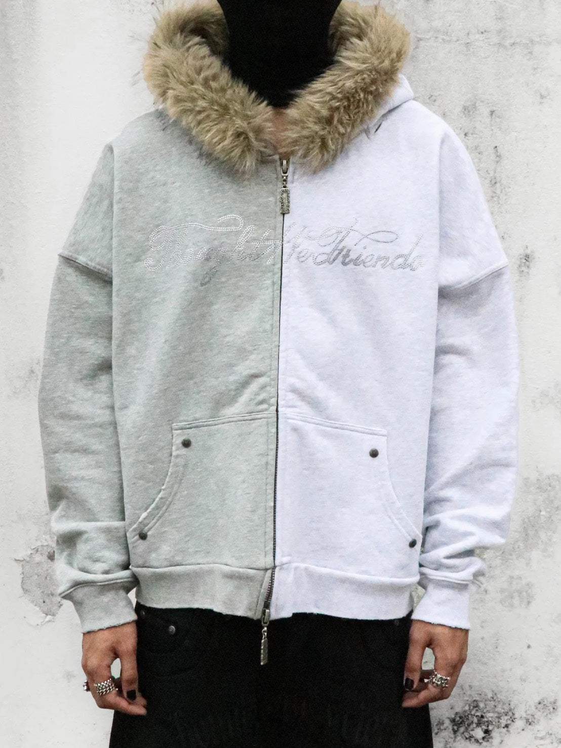 Thought We Friends】Nyra Zip-Up Jacket with Detachable Fur Hood