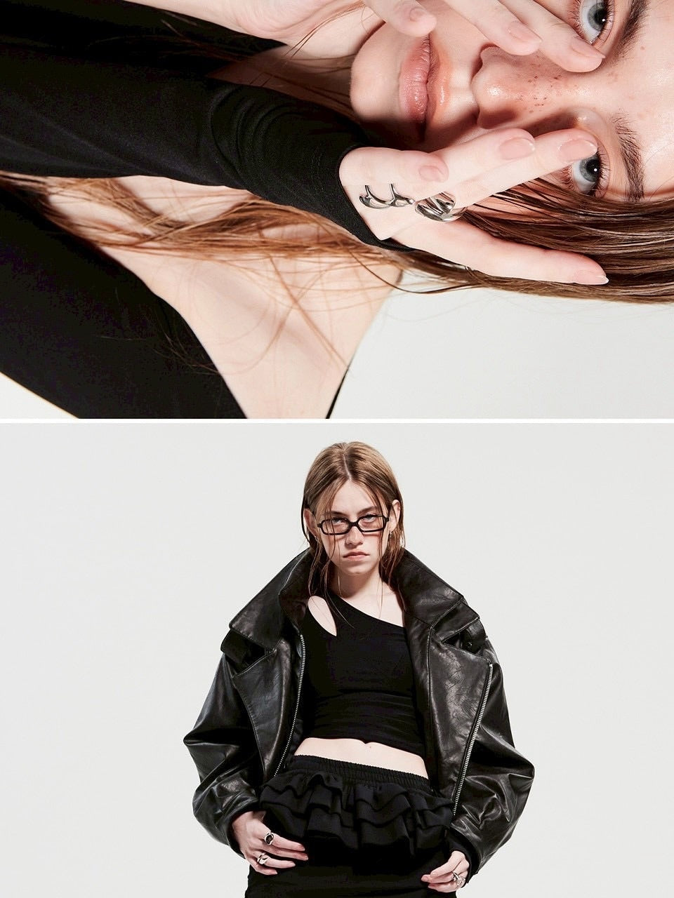 【HOLY NUMBER 7】Unbalanced One-Shoulder Shirring Long Sleeve T-shirt