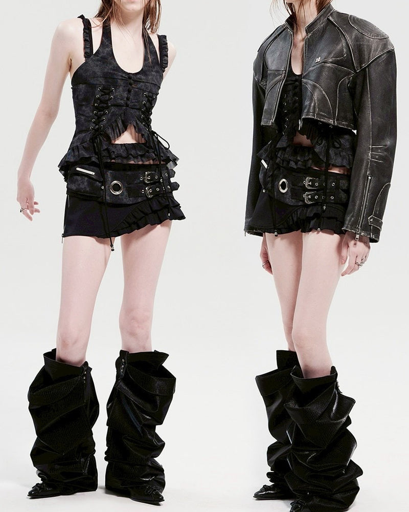 【HOLY NUMBER 7】Layered eyelet pocket skirt