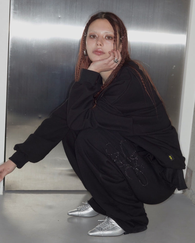 【HOLY NUMBER 7】OVERFIT HIP HOP MOVE CUBIC LETTERING SWEATSHIRT