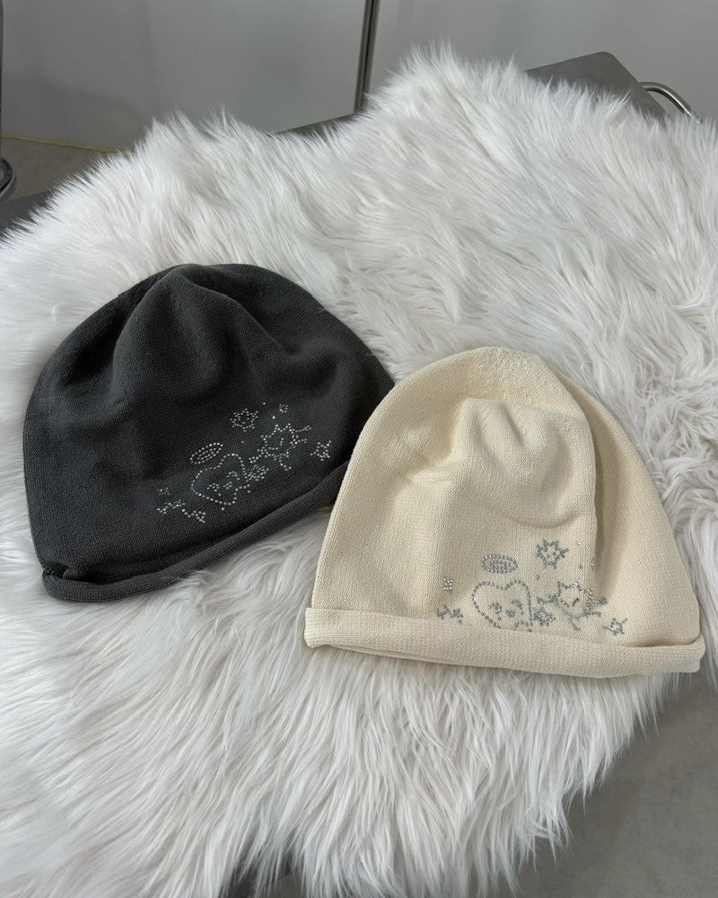 国際配送【Nerd out XU】rhinestone teeth beanie (2color)