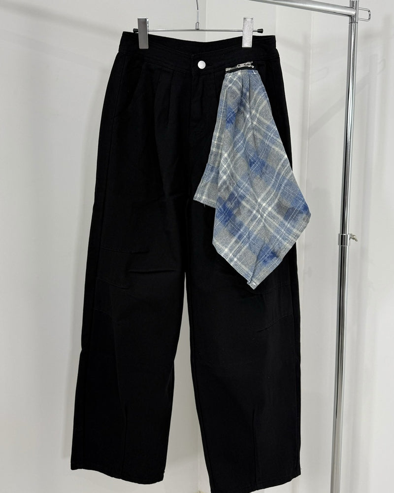 国際配送【Nerd out XU】waist scarf denim wide pants