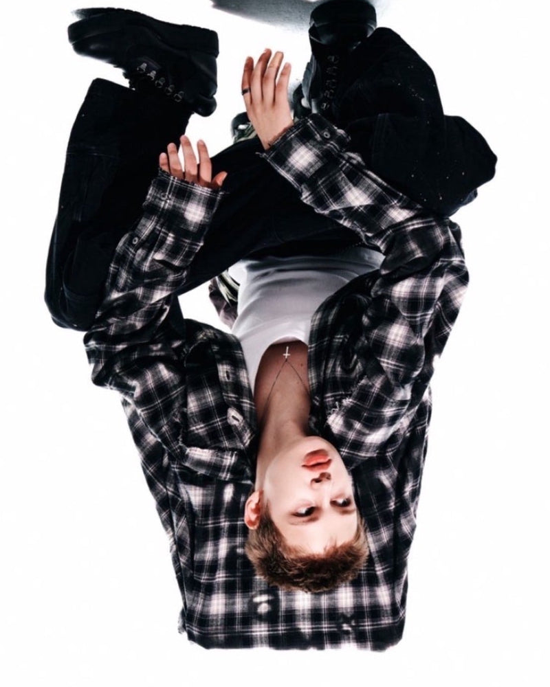 【AAPE X NOMANUAL】AAPE X NOMANUAL SPRAYED SYMBOL CHECK SHIRT