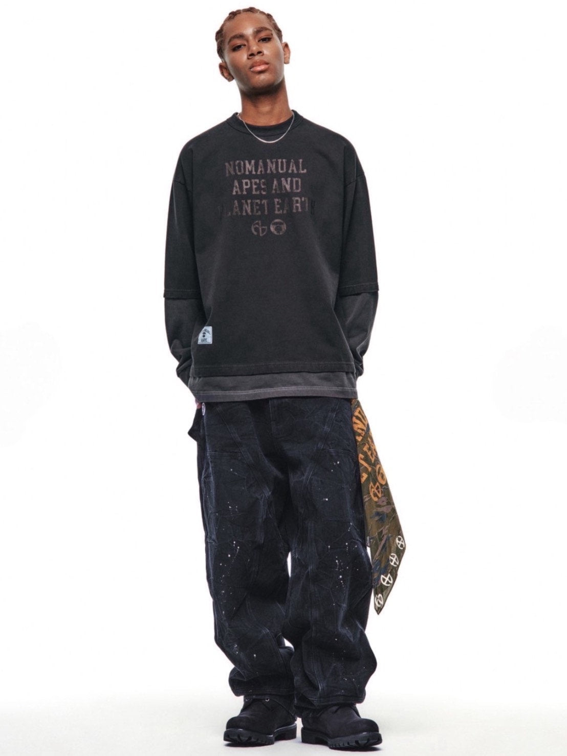 【AAPE X NOMANUAL】AAPE X NOMANUAL LONG SLEEVE TEE