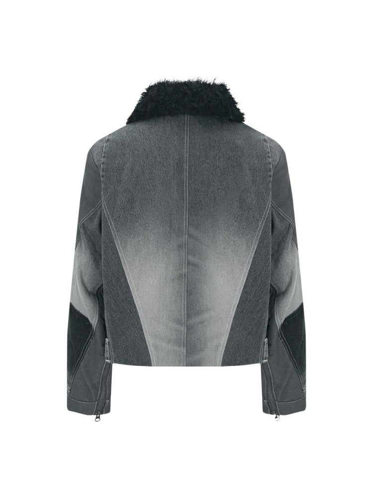 【SURGERY】Surgery fur trimming denim jacket