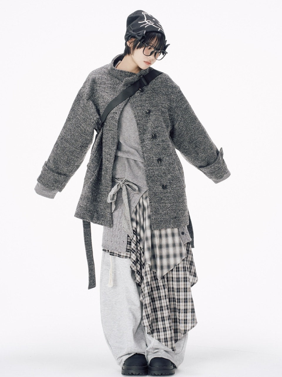 国際配送【Nerd out XU】knit layered skirt / 【ナードアウトエックスユー】ニットレイヤードスカート (3color)