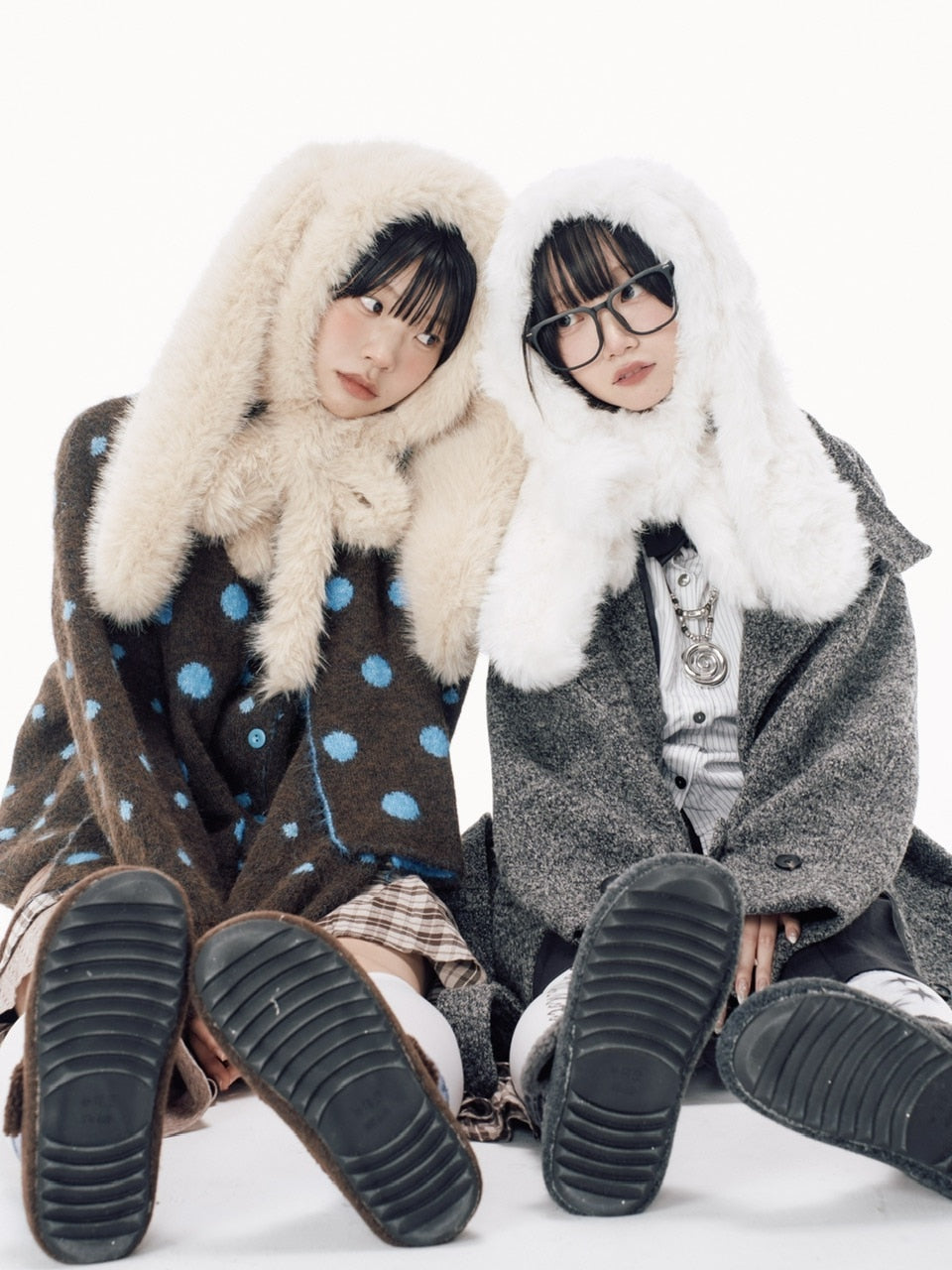 国際配送【Nerd out XU】rabbit ears fur baraclava / 【ナードアウト