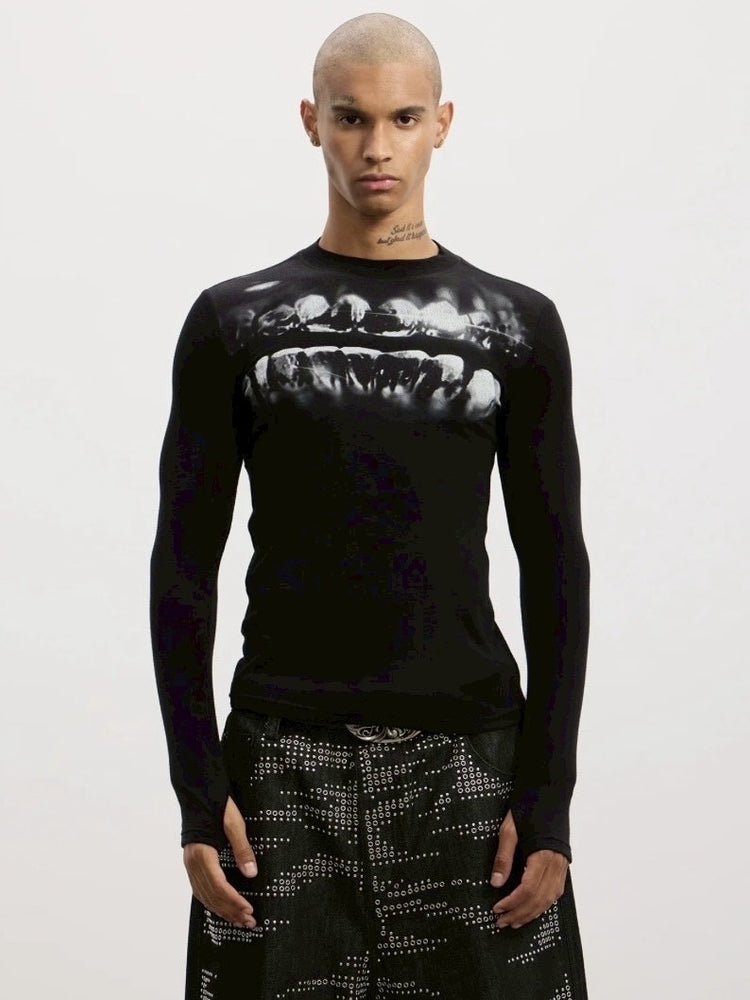 【DND4DES】Dental Wool Long Sleeve /【ディーエヌディーフォーデス】フロントデザインウール長袖Tシャツ