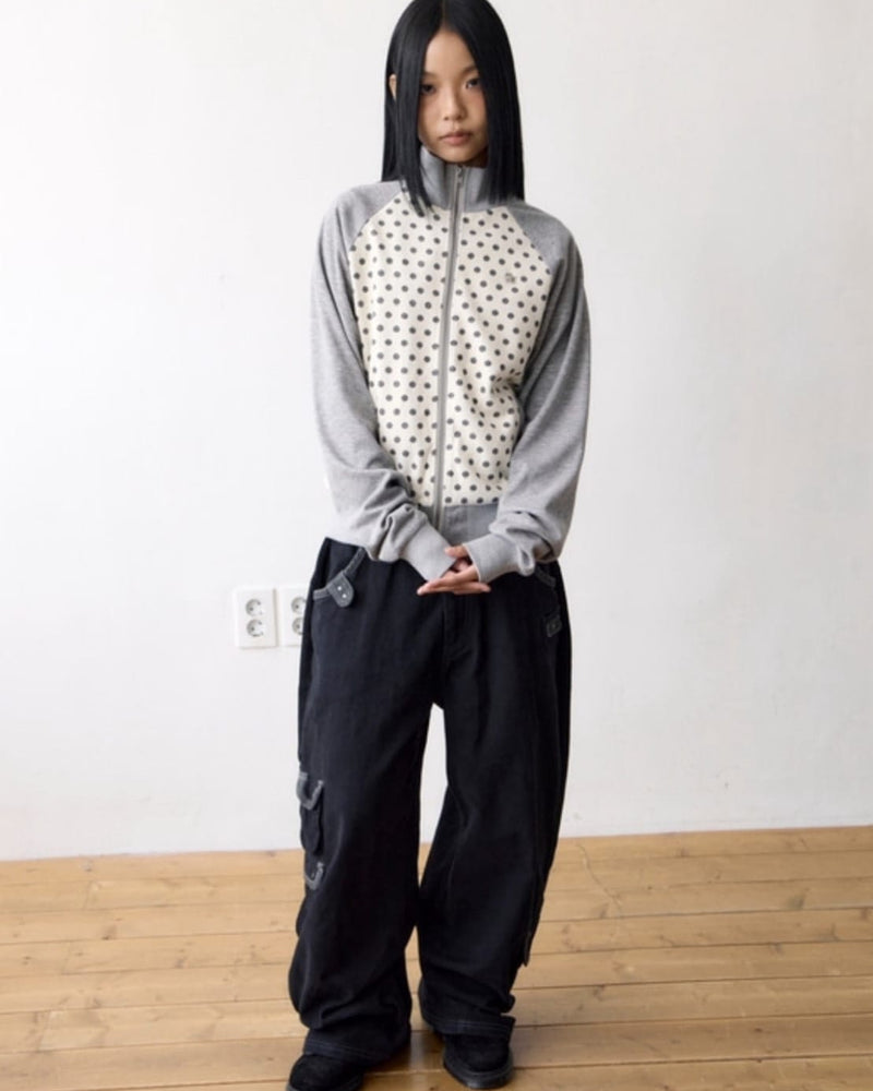 【THECOLDESTMOMENT】TCM dot raglan zip-up