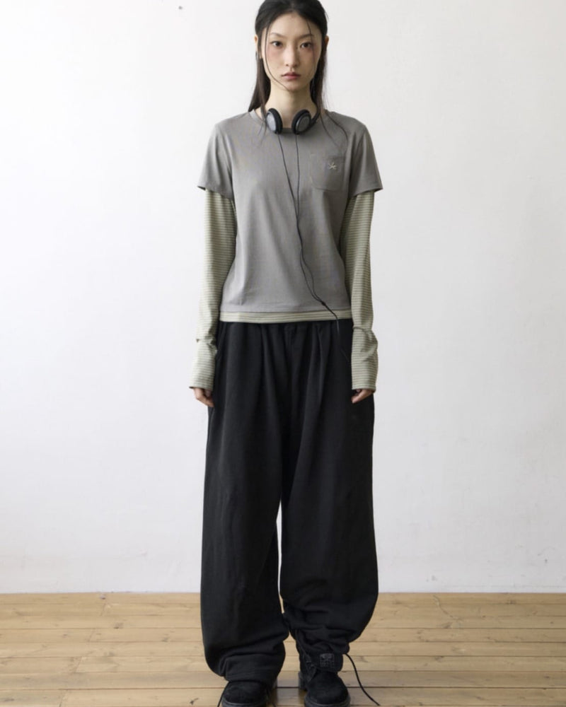 【THECOLDESTMOMENT】TCM stripe layered long sleeve